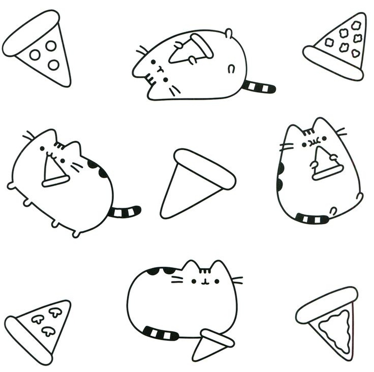 Online coloring book: Pusheen is eating pizza